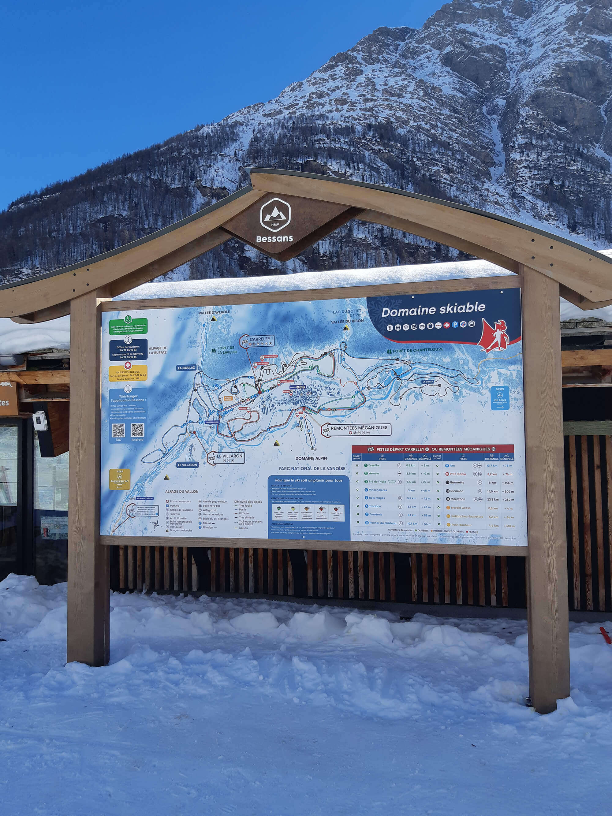 BESSANS - panneau grand format plan ski
